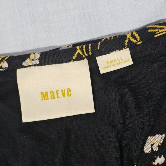 Anthropologie Maeve Breeze Dress Women Size S Black Floral - Picture 6 of 14